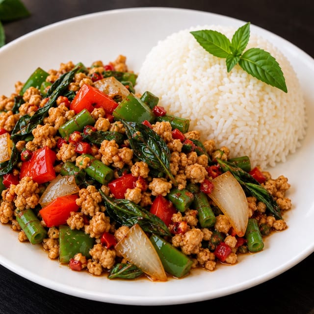 RJ 1. Mince Pork Kapow Vegan.